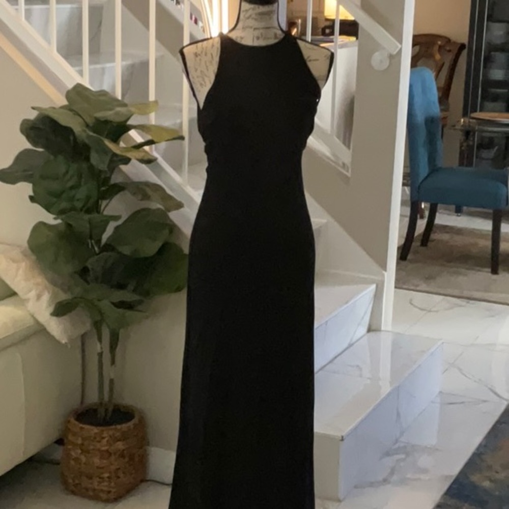 Lauren by Ralph Lauren green label black evening gown. Size S